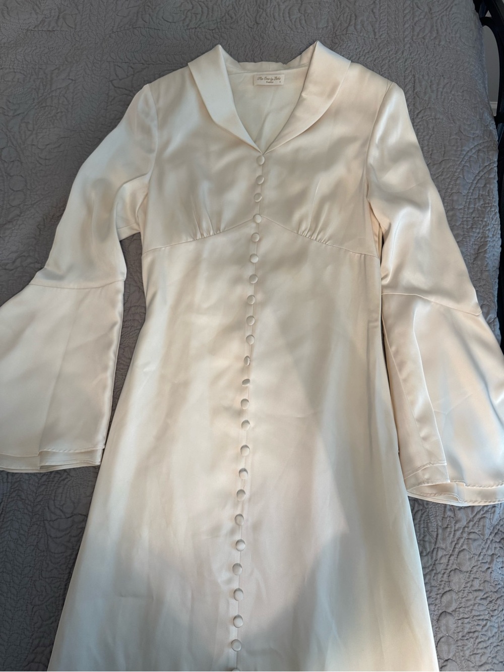 Lichi Ivory Button-Front Long Sleeve Dress